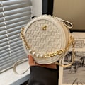 Miniatyrbild 5 av 5: Liten Söt Crossbody Väska för Kvinnor Rund Plånbok, Läder Axelväska Topp Blixtlås, 16*16*6cm