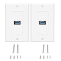 Miniatyrbilde 1 av 5: 2 stk USB 3.0 Veggplate Rask Lading Dobbel Port USB3.0 Sokkelpanel for Hjem Kontor Hotell