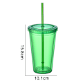 Miniatyrbild 2 av 5: Dubbelväggig Tumlare med Sugrör, Plasttumlare, Återanvändbara Iskaffe Tumlare, Transparenta Tumlare
