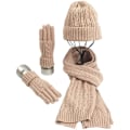 Miniatyrbilde 1 av 8: Hatt, skjerf og votter sett for kvinner - Myk og varm strikket lang skjerf, 3 i 1 vinter tykk strikket sett for ski, utendørs, shopping, fiske