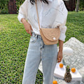 Miniatyrbillede 5 af 5: Flettet Clutch Taske Halm Pung Til Piger Sommer Strand Crossbody Håndtasker