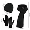 Miniatyrbilde 2 av 7: Vinterstrikket varm lue, skjerf og hansker for kvinner - Beanie + langt skjerf + berøringsskjermhansker - Hodeskalleluer, hals skjerf for kvinner og menn