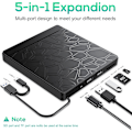 Miniatyrbild 2 av 5: Extern CD DVD-enhet, USB 3.0, Type-C, Bärbar CD DVD +/-RW ROM-enhet