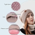 Miniatyrbilde 3 av 5: Hatt og skjerfsett for kvinner, 2 deler myk varm tykk strikket beaniehatt og skjerf, vinterhatt for kvinner