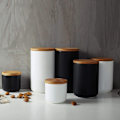 Miniatyrbild 4 av 6: Keramisk matförvaringsburk Canister Modern design matbehållare med lufttät försegling bambu lock, löst te Kaffe Kryddnötter Snacks Kryddor Förvaring