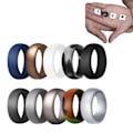 Miniatyrbild 1 av 8: Silikon Vigselring för Män, 10-pack Prisvärda Silikon Gummiband Hållbara Bekväma Ringar, 8,7 mm Bredd - 2,5 mm Tjocklek
