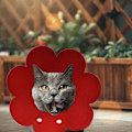 Miniatyrbild 2 av 5: 2PCS Katt Återställningskrage - Söta Blomster Hals Katt Kottar Efter Kirurgi, Justerbar Katt Krage(röd+gul)