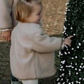 Miniatyrbild 5 av 7: Varm vinterjacka i fleece för bebisar, dubbelsidig, bebiskläder, vinterkläder för utgång (Beige)