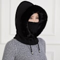 Miniatyrbilde 2 av 6: Varm 3-i-1 Beanie Halsvarmer med Ansiktsdeksel, Snørebånd Varm Hettemøkke for Kald Vinter