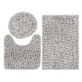 Miniatyrbilde 2 av 2: 3 stk / sett Sklisikre Chenille Vann Absorberende Matte Toalettsett Bad Stue (Grå)