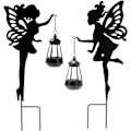 Miniatyrbild 1 av 7: Solar Garden Stake Lights – 2-pack Metal Fairy Hängande lykta Solar Utomhus Trädgårdsdekoration Silhuett Ljus Stake Trädgård Dekorativ Stake