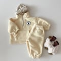 Miniatyrbillede 6 af 6: Babys vinterforstærket pelset onesie Varmt wrap fod lang krybende dragt (grå)