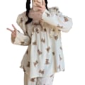 Miniatyrbild 2 av 3: Dam Pyjamas Set med Långärmad Sömnkläder Söt Björndesign Höstpyjamas Set Loungewear Set för Hem Semester och Casual Wear Långärmad Björndräkt XL