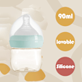 Miniatyrbilde 3 av 5: Myk silikon babyflaske, sakte flyt brystlignende tut, flekk- og luktresistent, 2 stk