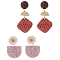 Miniatyrbilde 1 av 5: 2 par Polymer Clay Rattan Blomster Ørepynt, Lett Drop Dangle Ørepynt, Gaver til Kvinner Jenter