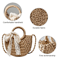 Miniatyrbild 3 av 5: Vävd Vicker Clutch Väska Straw Handväska För Flickor Sommar Strand Axelremsväska