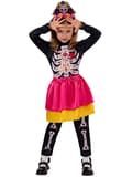 Halloween-kostume med blomstret skelet til piger L