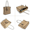 Miniatyrbillede 2 af 6: Kvinders Stro Shoulder Bag Tote Sommer Strand Vævet Håndlavet Vævet Håndtaske