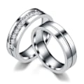 Miniatyrbillede 5 af 5: 6mm Titanringe til mænd Sølv Cubic Zirconia Evighedsvielsesring Kvinder Højpoleret Komfortpasform Størrelse 6-9