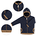 Miniatyrbillede 4 af 6: Efterårs- og vinterstyle fleece varm jakke til drenge og piger, baby fleece hættejakke (Marineblå)