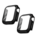 Pikkukuva 1 / 5: 2 kpl Suojakotelo sisäänrakennetulla näytönsuojalla Apple Watch 44 mm -kokoon – Täyspeittävä suoja karkaistulla lasilla, helppo asennus (musta)