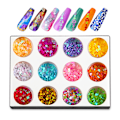 Miniatyrbild 1 av 5: Nagelkonst hål glitter sequin 12-färgad holografisk glitter blandad hjärtformad Alla hjärtans dag nageldekal