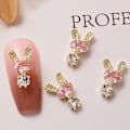 Miniatyrbillede 5 af 6: 16 stk. glitrende diamant-legering 3D kanin krystal DIY negledekoration