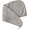 Miniatyrbild 1 av 7: SnabbTorkande Badrumshatt Bambumikrofiber Hårhandduk Wrap Grå Randig Snabbtorkande Duschturbanhatt med Knapp Superabsorberande Anti-Frizz Badhatt