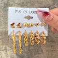Miniatyrbilde 3 av 5: Ørepyntsett med studs og hoops for kvinner og jenter, lite elegant minimalistisk ørepyntsett