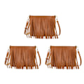 Miniatyrbild 1 av 5: Flicka läder crossbody väska med fransar Damplånbok Daglig axelväska