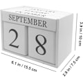 Miniatyrbild 6 av 7: Träkalender med block - Evig blockmånadsskärm för hemmet eller kontoret, 6,1 x 3,9 x 2,9 tum$Kalenderblock - Trä, Evig