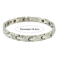 Miniatyrbillede 2 af 6: Elegant Titanium Rustfrit Stål Magnetisk Armbånd til Kvinder 8,5\" Justerbar med Gratis Led