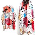 Miniatyrbillede 1 af 7: Barber Cape, Salon Hårklippeskåbe Vandafvisende Pongee Hårklippeskørt Kjole Stor Barber Hårklippeskåbe 63''x55''  (Scary Skull Red)