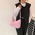 Miniatyrbillede 2 af 5: Blød corduroy plaid underarmspose, trendy enkel håndtaske i ensfarvet