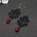 Miniatyrbillede 5 af 6: Sort Blonderhalskæde og Øreringe Sæt - Gothic Lolita Vedhæng Choker Tøjtilbehør til Bryllup Fødselsdag Jul