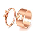 Miniatyrbillede 1 af 5: Butterfly ring sæt 2 stk., åben justerbar ring