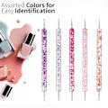 Miniatyrbild 3 av 5: 5-pack nagelprickpenna-set, nagellacksmålning, manikyr, prickar, nagelkonst, dubbeländad nagelkonstspets, borr