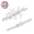 Miniatyrbillede 1 af 8: 2 stk. Bryllupsstrømper Sæt Blonder Brudens Strømpe Elastisk Blomster Strømpe til Bruden Blå og Hvid