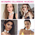 Miniatyrbillede 5 af 5: Kvinder Piger Læder Choker Halsbånd Punk Rock Gothic Hjerte Choker Halskæde, Blonder Halskæde