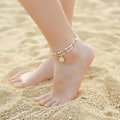 Miniatyrbillede 3 af 7: Initial Anklet til Kvinder, 14K Guldbelagt Dobbelt Lagt Initial Anklet Smykker til Kvinder Teen Piger