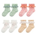 Pikkukuva 1 / 5: Vauvan tytön sukat Retro Toddler peplum-helma reunustettu tupsu nauha-säädettävä nilkkasukat Pienet tytöt saappaat sukat