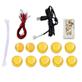 Miniatyrbild 4 av 8: QM070901 Arcade-spel Joystick-kit Zero Delay Arcade-spel DIY-kitdelar med Encoder-kort 10 knappar Joystick för MAMEGul