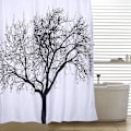 Miniatyrbillede 1 af 2: 180x180cm Vandtæt Bruseforhæng Badeværelse Polyester 12 Kroge 1# Sort Træ