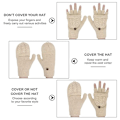 Miniatyrbilde 4 av 8: Flip Cute Dobbeltbruks Ullhansker, Varme Høst- og Vinterhansker med Halvfinger og Fullfinger for Kvinner og Menn