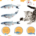 Miniatyrbild 4 av 4: Leksaksuppsättning för fisk katt, simulerad fiskform docka interaktiva husdjur kudde tuggleksaker tugga bit sparka tillbehör realistiskt utseende katt kicker fiskleksak för katt