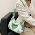 Miniatyrbild 6 av 7: Axelväska Baguetteväskor Bottega Jodie Bag dupes Plysch Underarmväska, Damig Fluffig Axelväska, Kvinnor Y2K Pälsväska Fluffig Handväska för Hösten