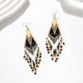 Miniatyrbilde 3 av 5: Perle-frynserørringer i boho-stil - Håndlagde perle-frynserørringer