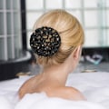 Miniatyrbillede 8 af 8: Hårknold Dæk Hårnet til Piger Kvinder Håndlavet Strikket Mesh Perler Dekoration Elastisk Hårnet til Ballet Dans Skøjteløb Knold Mesh Dæk