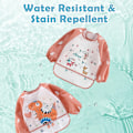 Miniatyrbild 5 av 5: 3-pack Baby Long Sleeve Vattentät Babysallad Full Coverage Förkläde Smock med Fickor 9-36 Månader