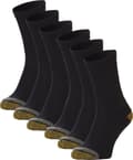 CAT Diabetic Work Socks 6-Pack, Non-Binding Cushioned Crew Socks with Reinforced Heel and Toe for Men, Black, Size 39-42